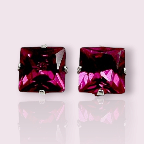 Jewelry - 1.0 ctw Princess solitaire ruby earrings